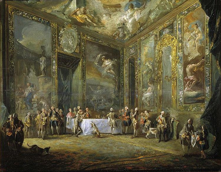Luis Paret y alcazar Carlos III comiendo ante su corte Sweden oil painting art